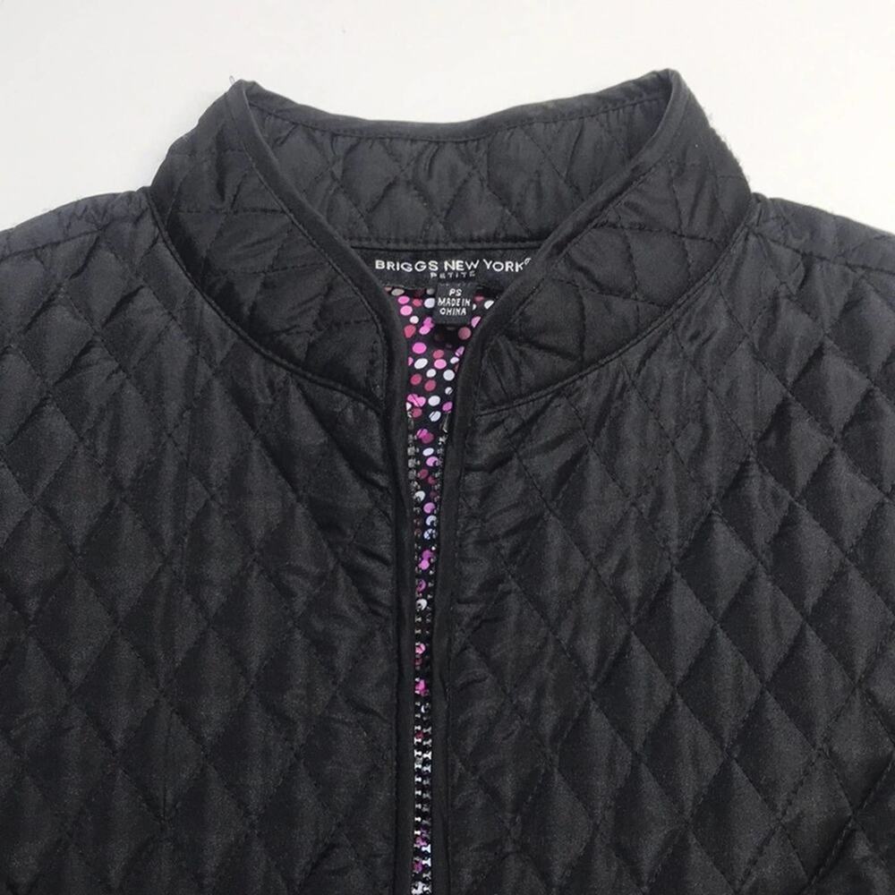 BRIGGS NEW YORK Womens PS Black Quilted Jacket